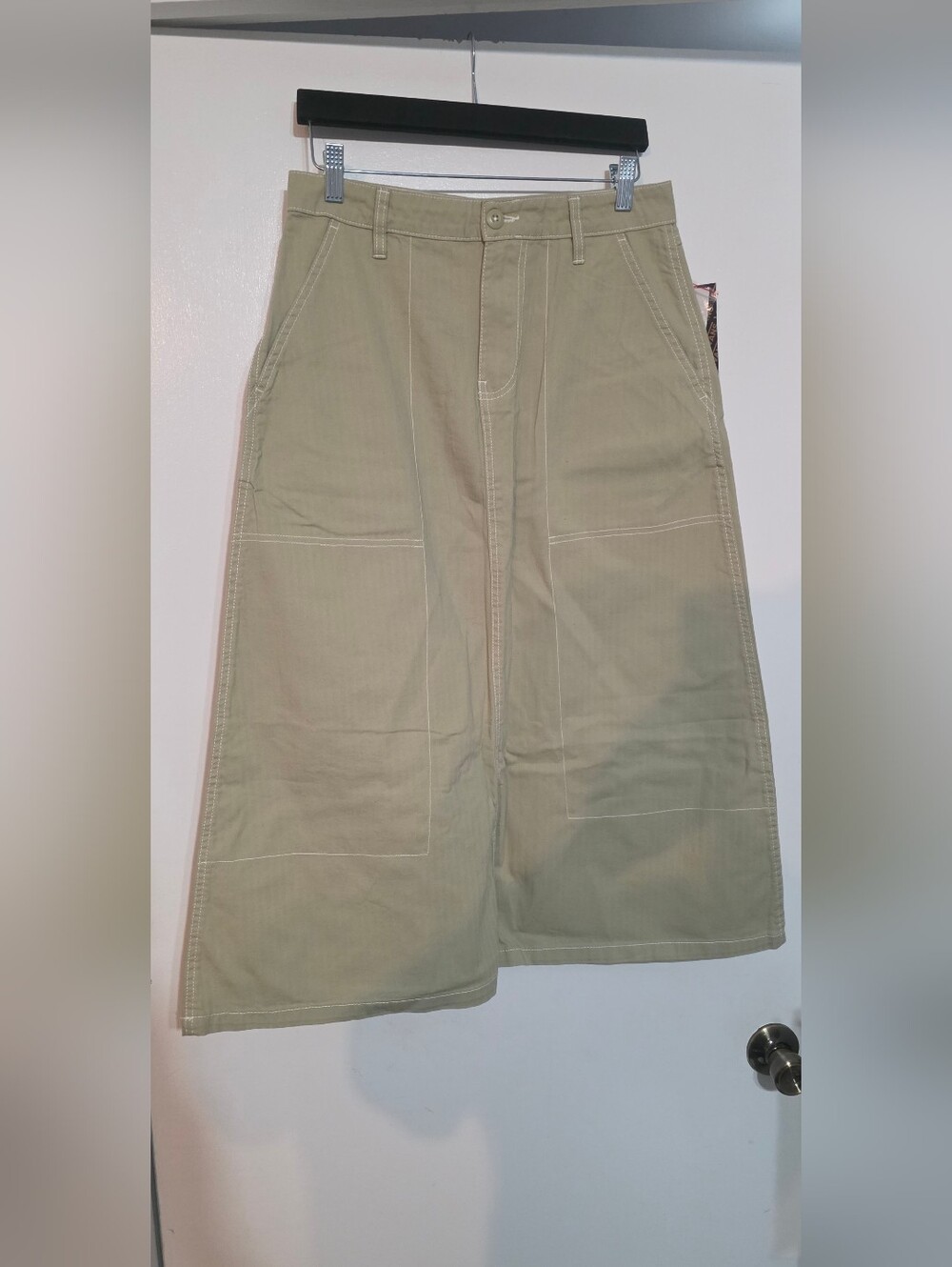 Vans Womens Codey Long Flare Utility Skirt Beige Size 26 NWT